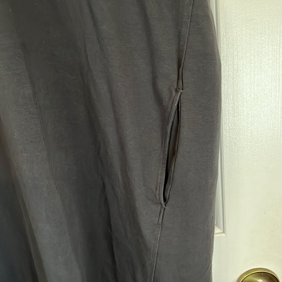 Eileen Fisher | Jewel Neck Short Sleeve Knee Length T-Shirt Dress Medium Gray - Picture 5 of 10